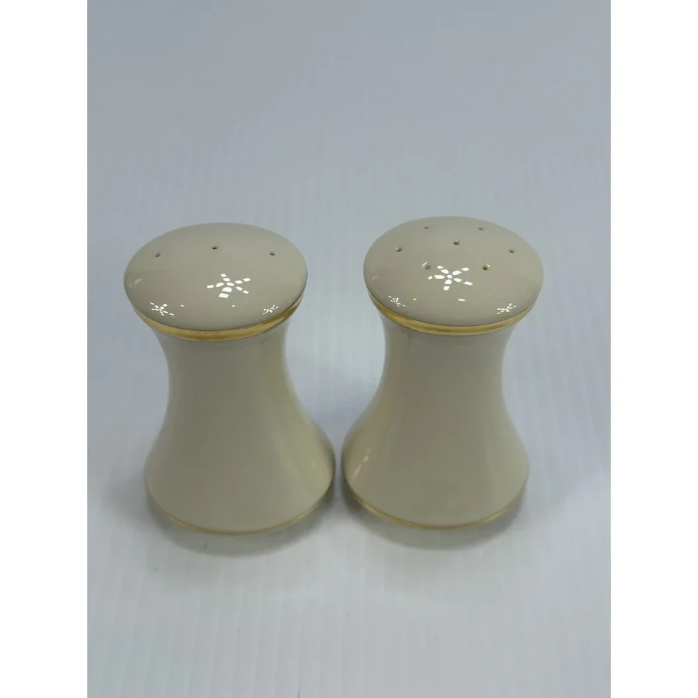 Vintage Lenox Eternal Salt & Pepper Made In USA 5822316‎ Gold Trim On Cream